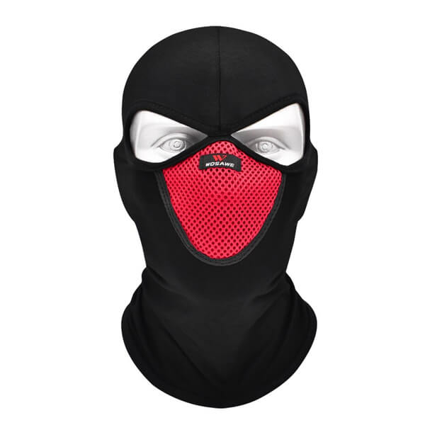 Balaclava moto rouge et noire respirante
