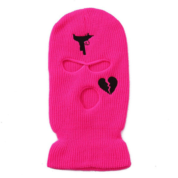 Balaclava rose fluo coeur brisé