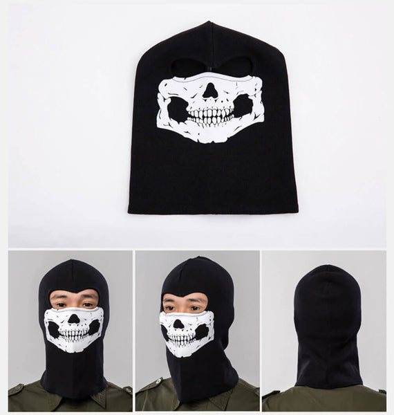 Cagoule tête de mort noir et blanc